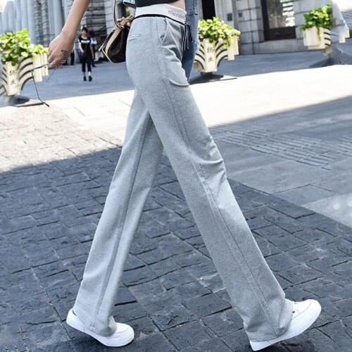 Women Pants 2021 Spring And Autumn Sports Womens High Waist Casual Pants Baggy Straight Trousers Pants Pantalones De Mujer