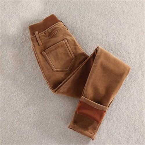 High quality high waist plus velvet thick corduroy winter pants casual pants elastic feet pencil pants large size womens pants