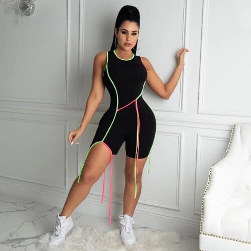 DSMTRC Women 2021 Summer Fashion Casual Skinny Jumpsuit New High Street Elastic Sleeveless Tracksuit Female Activewear Hot