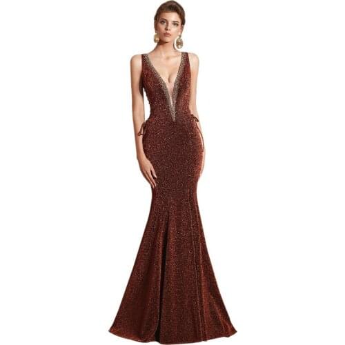Crystal Sequin New For Women Elegant Ball Gown Date Ceremony Party Prom Formal Gala Luxury Long Evening Dress