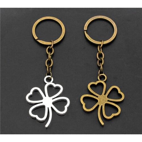 1pcs Fashion 30mm Key Ring Metal Key Chain Keychain Jewelry With 2 Colors Plated Clover 48*38mm Pendant