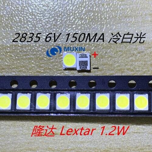 200pcs Original LEXTAR 2835 3528 1210 6V 2W SMD LED For Repair TV Backlight Cold white LCD Backlight LED
