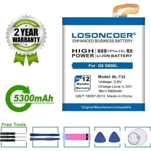LOSONCOER Battery 5000mAh BL-T32 Battery For LG G6 G600L G600S H870 H871 H872 H873 LS993 US997 VS988