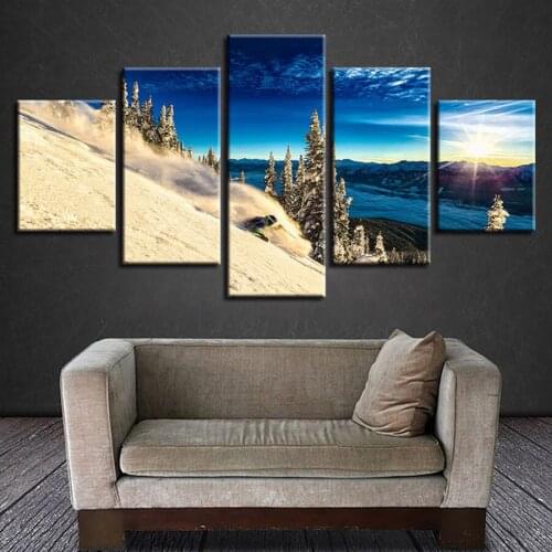 Full square drill 5D Diy Diamond Painting Cross Stitch 5 pcs Ski Scenery Diamond Mosaic Full circle Diamond Embroidery sales