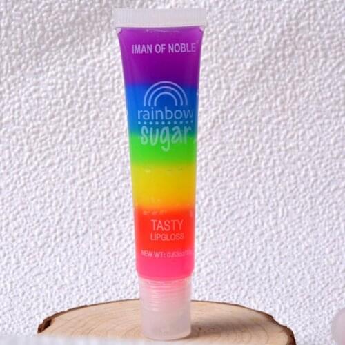 Lip Balm Rainbow Sugar Tasty Lip Gloss Transparent Clear Oil Sexy Cute Fruit Liquid Lipstick Moisturizing Plum Lips Makeup TSLM1