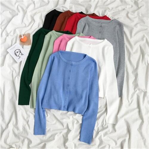 Basic Casual knitted Sweater cardigan women 2020 Spring and Summer New Womens Sexy stretch slim knit cardigan coat jacket Z3351