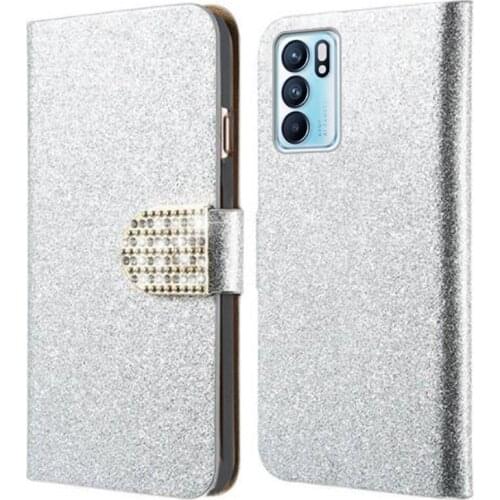 Cute Shiny Rhinestone PU Leather Cover For OPPO Reno 6 Pro+ 5G Wallet Case on Celular OPPO Reno5 A 5F 5K 5 Lite 5Z Silicone Case