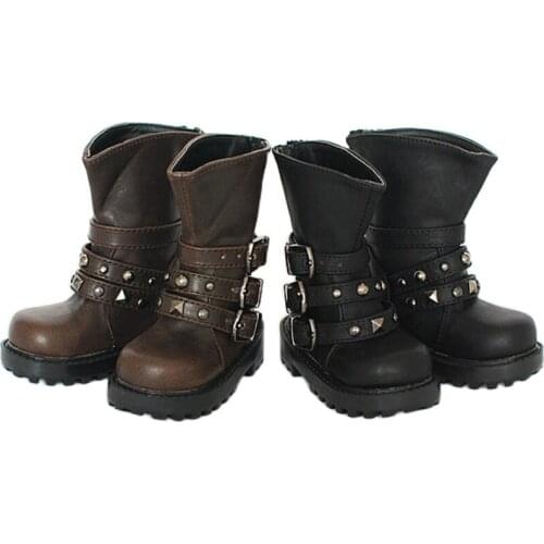 G10-122 children toy 1/4 1/3 uncle bjd sd DD dolls props Accessoriess shoes grey brown Studded Boots 1pair