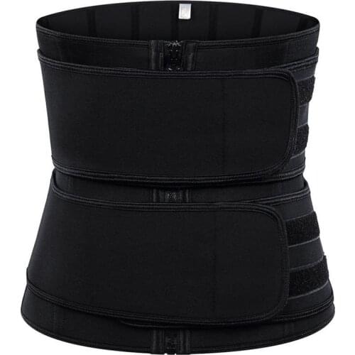 Elastic 2 Strap Thick Black Sweat Neoprene Slimming Belts Zipper Women 9 Bones Corset Body Shapers Waist Trainer Cincher for Gym