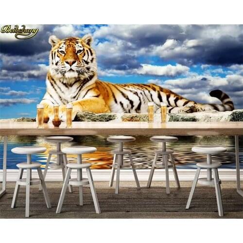 Beibehang Custom photo 3d wallpaper mural blue sky white clouds tiger background wall papers home decor papier peint mural 3d