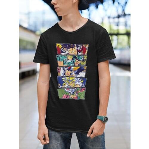 Saint Seiya Manga Cartoon The Knights Men T Shirt Anime Oversized Pure Cotton Tees Harajuku TShirt
