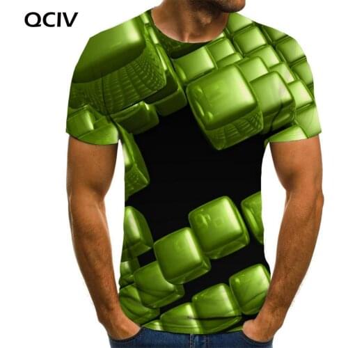 QCIV Geometry T-shirt Men Hollow Tshirts Casual Green T-shirts 3d Harajuku Shirt Print Short Sleeve Punk Rock Casual Tops Style