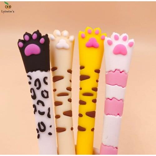 1 Pcs Lytwtws Cute Kawaii Cat Paw Silicone Claw Gel Pen School Office Supply Stationery creative sweet black cat pretty lovely