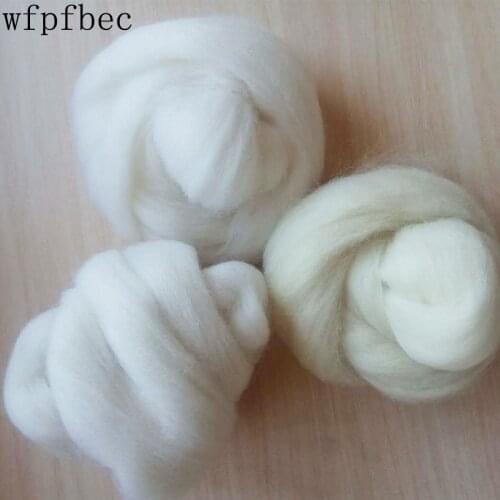 Handmade DIY needle felting wool fiber three white 50g/3pcs/lot 150g+gift free shipping