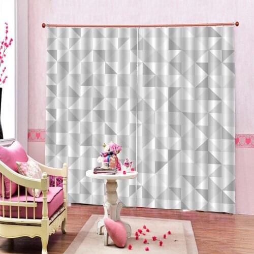 Customized 3D Curtain Mosaic Design and Geometrical Modern Art Image Pattern Fabric Blackout Curtains For Living room