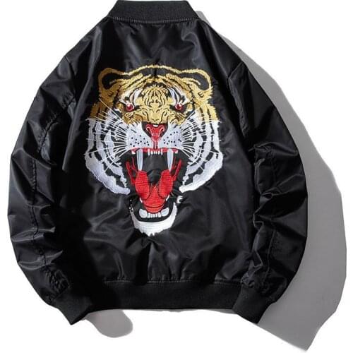 Bomber Man MA1 Jackets Embroidery Golden&white tiger Jacket Mens Pilot Bomber Jacket Male Embroidered Thin Coats