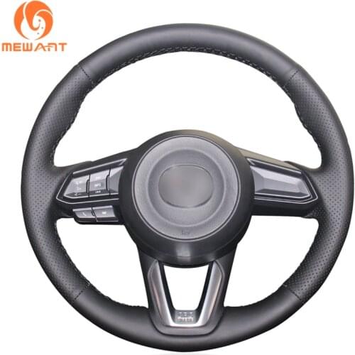 MEWANT Black Artificial Leather Car Steering Wheel Covers for Mazda 3 Axela Mazda 6 Atenza CX-3 CX-5 CX-9 Toyota Yaris 2017-2019