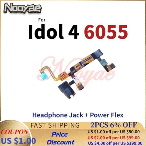 OT 6055 Microphone MIC For Alcatel Idol 4 OT6055 Headphone Port Audio Jack with Power on off Switch Key Button Flex Cable