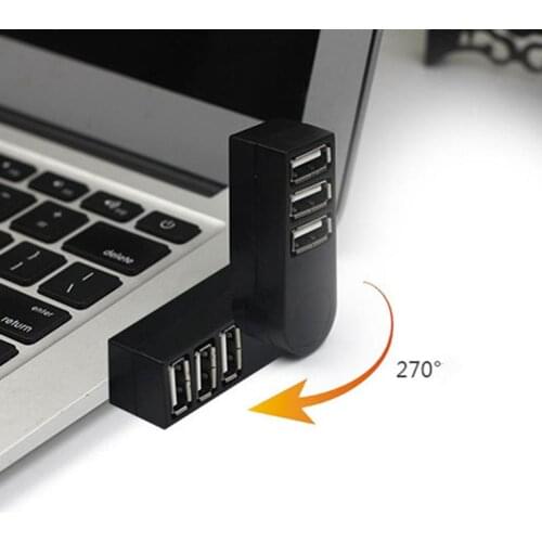 Mini 3 Port USB 2.0 Rotating Splitter Adapter Hub for PC Laptop Notebook Mac