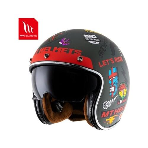 Casco Moto: MT Retro Harley Motorcycle Helmet for Men and Women Four Seasons General Anti-Scratch Lens and sunscreen
