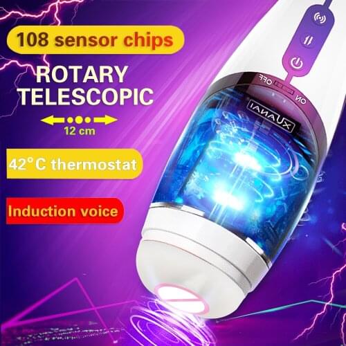 Male Automatic Masturbator Telescopic Rotary Masturbation Cup Deep Throat Sex Toys for Adult Men Realistic Vagina Delay Trainer