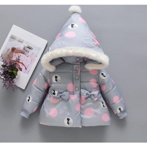2020 Autumn Winter Baby Coats Jackets For Girl Polka Dot Hooded Thick Warm Kids Outwears Infant Overcoats Baby Girl Clothes
