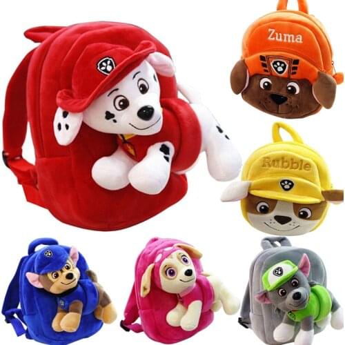 Paw patrol Dog Plush Backpack Chase Stuffed Doll Boys Girls Cute Kindergarten School Bag Marshall Birthday Xmas Gift For Child