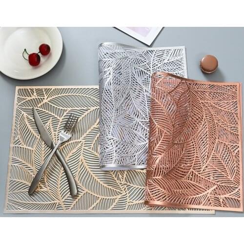 Rectangle Placemats Table Setting Home Dining Wedding Decor Non-Slip Insulation PVC Hollow Placemat Fashion Bowl Coaster Pads