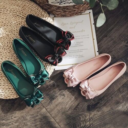 Jelly Shoes Woman Summer Flat Female Sandals Casual Shoes Ladies Slip On Woman Fish Mouth Peep Toe Bow Beach Shoes
