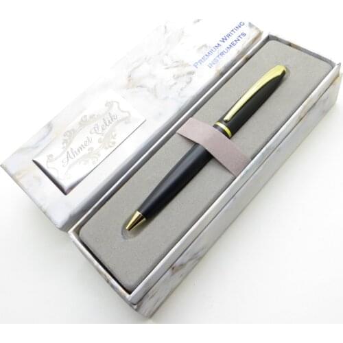 Wings Marble T521 Matte Black Golden Ballpoint Pen | İsme Special Pen | Gift Pen