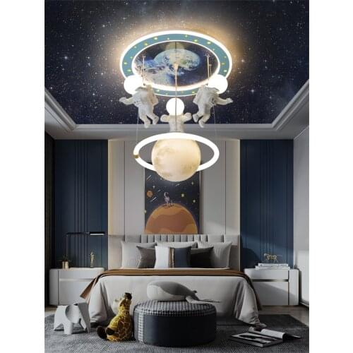 Nordic Astronaut Moon Cartoon Ceiling Lamps Boy Bedroom Study Model Room Childrens Room Luxury Home Decoration Ceiling Lights
