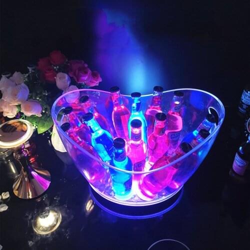 LED Rechargeable Acrylic Ice Buckets Luminous Boat Shaped Cockail Drink Cooler Bars Nightclubs Champagne Beer Wine Holder