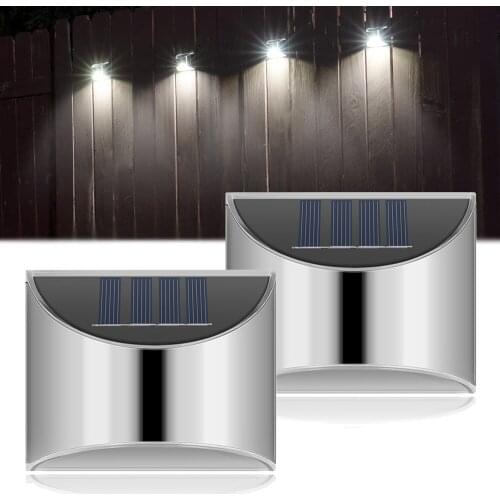 LED Solar Light Outdoor Waterproof Wall Lamp Stainless Steel Staircase Light Security Light for Garden Gate Lamp Courtyard Fence
