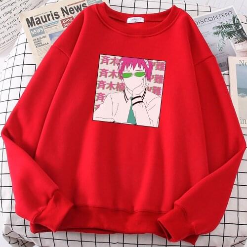 Saiki K Cartoon Japanese Printing MenS Sweatshirt Thermal Vintage Tracksuit Comfortable Brand Hoodies Large Size Mens Hoodie