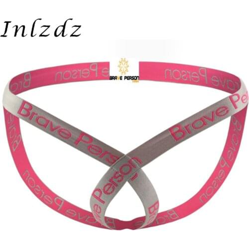 Mens Lingerie T-back Hollow Out Underwear Open Butt Jockstrap Thongs Briefs Panties Letter Print Elastic Waistband Underpants