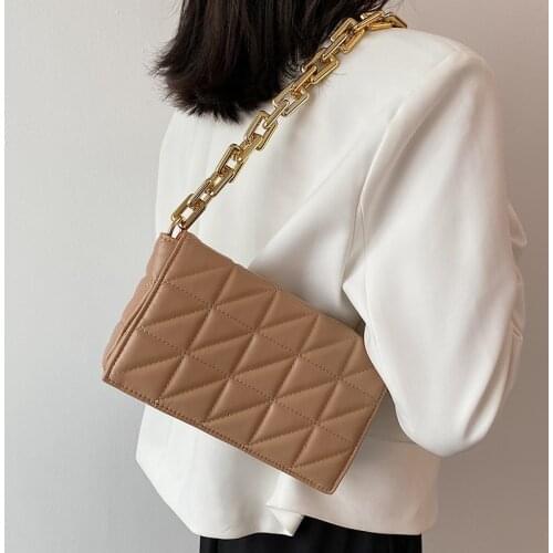 High Quality Women Thick Chain Handbags Designer Ladies Pu Leather Purse Shoulder Bag Fashion Female Travel Messenger Bags New