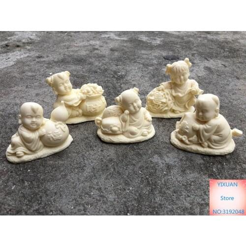 Fruta de marfil cinco bendiciones ornamento artes y artesanías (Fortuna, longevidad y riqueza) Cinco bendiciones para niñ