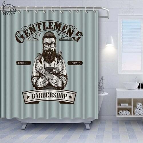 Creative Barber Art Bath Curtain Waterproof Shower Curtains For Barber Shop Bath Screen Printed Curtain Hairstyle Decotation