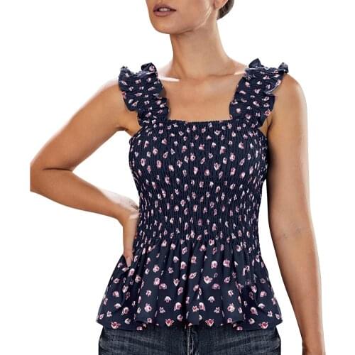 European And American Printed Draped Vest for Women Sleeveless Top Cool Fashion Casual Slim Summer Female Tops