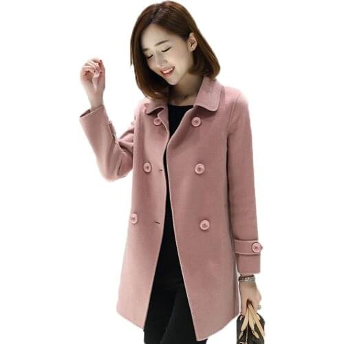Blended Woolen Coat Womens Wool Jackets 2020 New Autumn Winter Double Breasted Coats Outwear Female Tops Business Attire W202