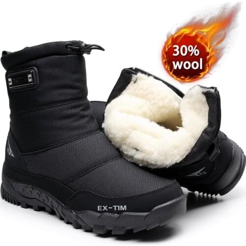 Snow boots Men Hiking Shoes waterproof winter boots With Fur winter shoes Non-slip Outdoor men boots platform thick plush warm