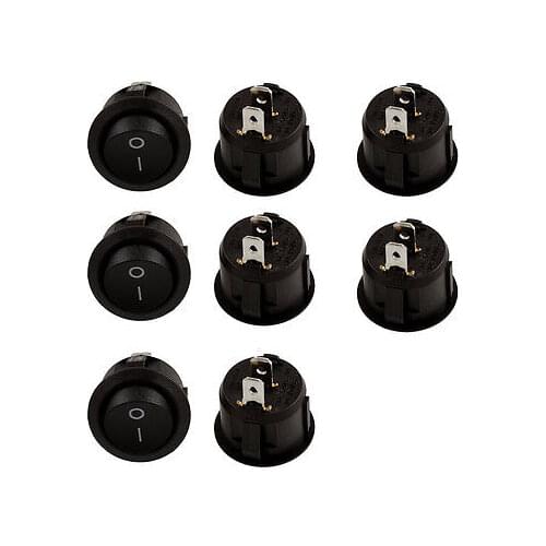10 Pcs Black Round Button 2 Pin SPST On/Off Rocker Switch AC 125V/10A 250V/6A