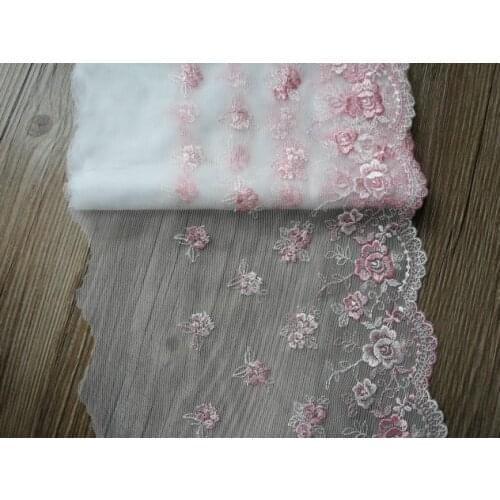 10Yards Pink Golden Yellow Floral Lace Sewing Craft for DIY Wedding Applique Sewing Dress Bridal Curtain Accessories 18cm Wide