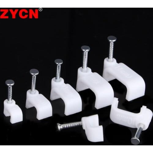 100PCS Square Wire Cable Clip Holder Nail Phone Network Wall Fixed Line Management Plastic Card 4/5/6/7/8/10/12/14MM