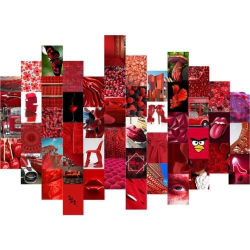 50Sheets Red Series Postal Card Stickers Decoration DIY Hand Account Material Scrapbooking Photo Album Supplies