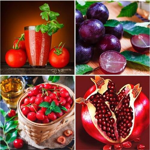5D DIY Diamond Embroidery Fruit Orange Cherry Scenery Diamond Painting Landscape Full Square/Round Rhinestones Kitchen Decor