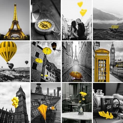 5D DIY Diamond Painting Black And White Landscape Cross Stitch Kit Full Drill Embroidery Mosaic Picture Crafts Gift Home Decor