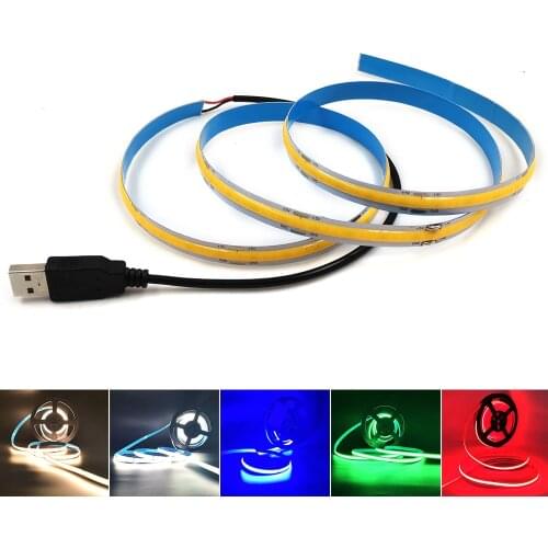 Balance Lighting Flexible COB Strip LED Tape 5V Powered USB LED Strips Lamp with Remote Control Dimmer Colorful Decorative Light
