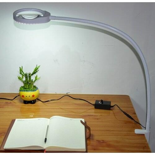 White/Black LED Long Arm Lights Magnifier with 10X Optical Magnifying Glass Lens Magnifier Lamp 10X with Led Light Flexible Arm