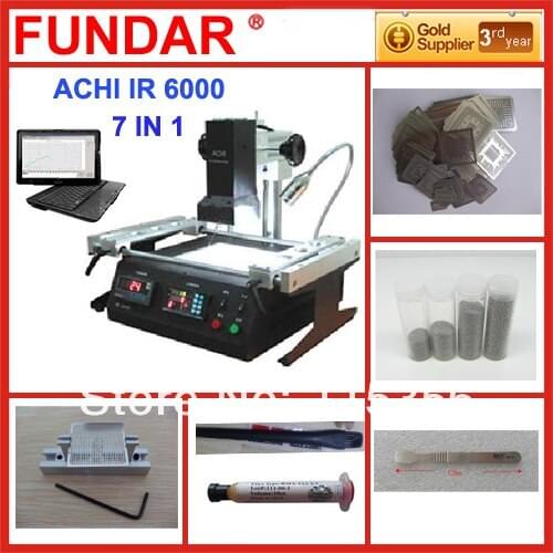 Free shipping ACHI IR6000 intelleigent infrared BGA Rework Station with 6 in 1 BGA reballing kit